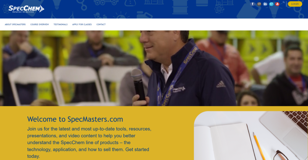 Thumbnail of SpecMasters.com website - which we built.