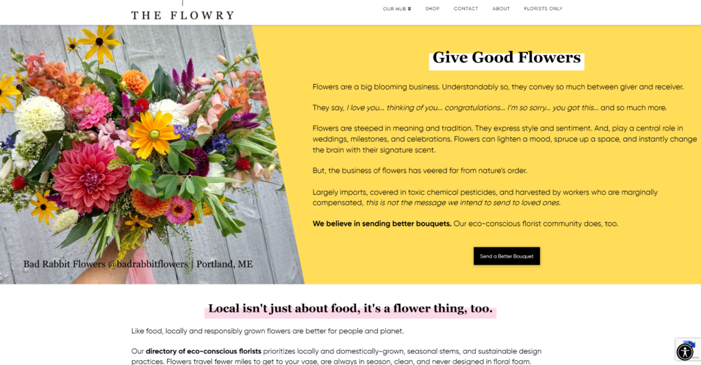 Thumbnail of TheFlowery.com website - which we built.